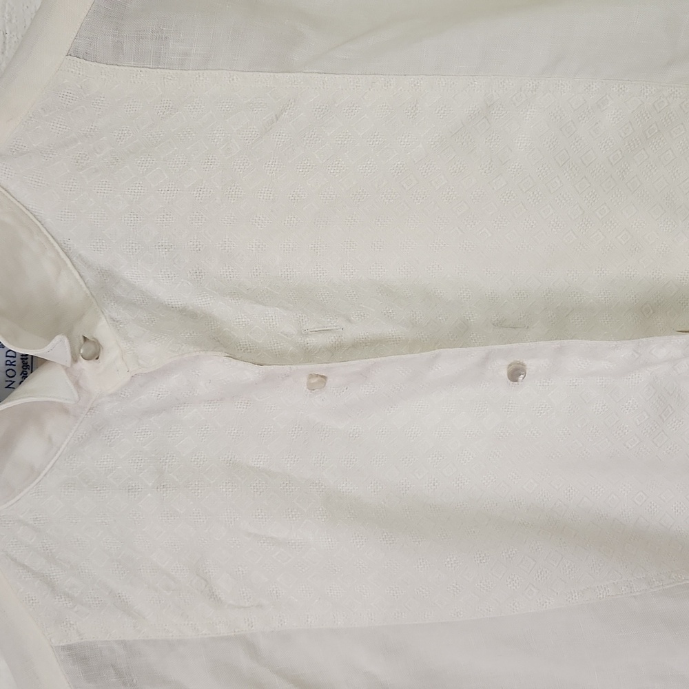 1970s Vintage Linen Men's Nordstrom Button Down 15/33 - Picture 4 of 9